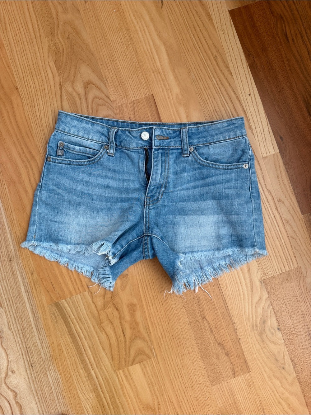 Just USA Light Blue Frayed Hem Denim Shorts